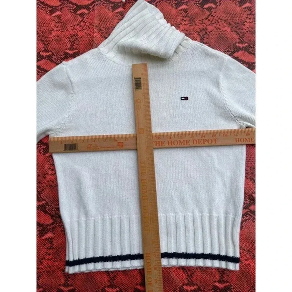 Tommy Hilfiger Womens Pullover Long Sleeve Turtle Neck Sweater White Sz L - Picture 4 of 6
